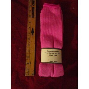 2 Pair of Pocono Premium Cotton 24" Men Women OTC Tube Socks Made USA Pink